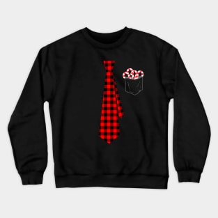 Fake Pocket of Candy Canes with Red Buffalo Plaid Neck Tie for Christmas Crewneck Sweatshirt